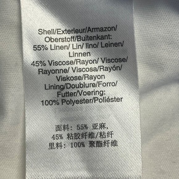 DKNY Women Beachy Linen Blend Midi Dress 14 White Black Stripe Belted Sleeveless - Picture 8 of 9